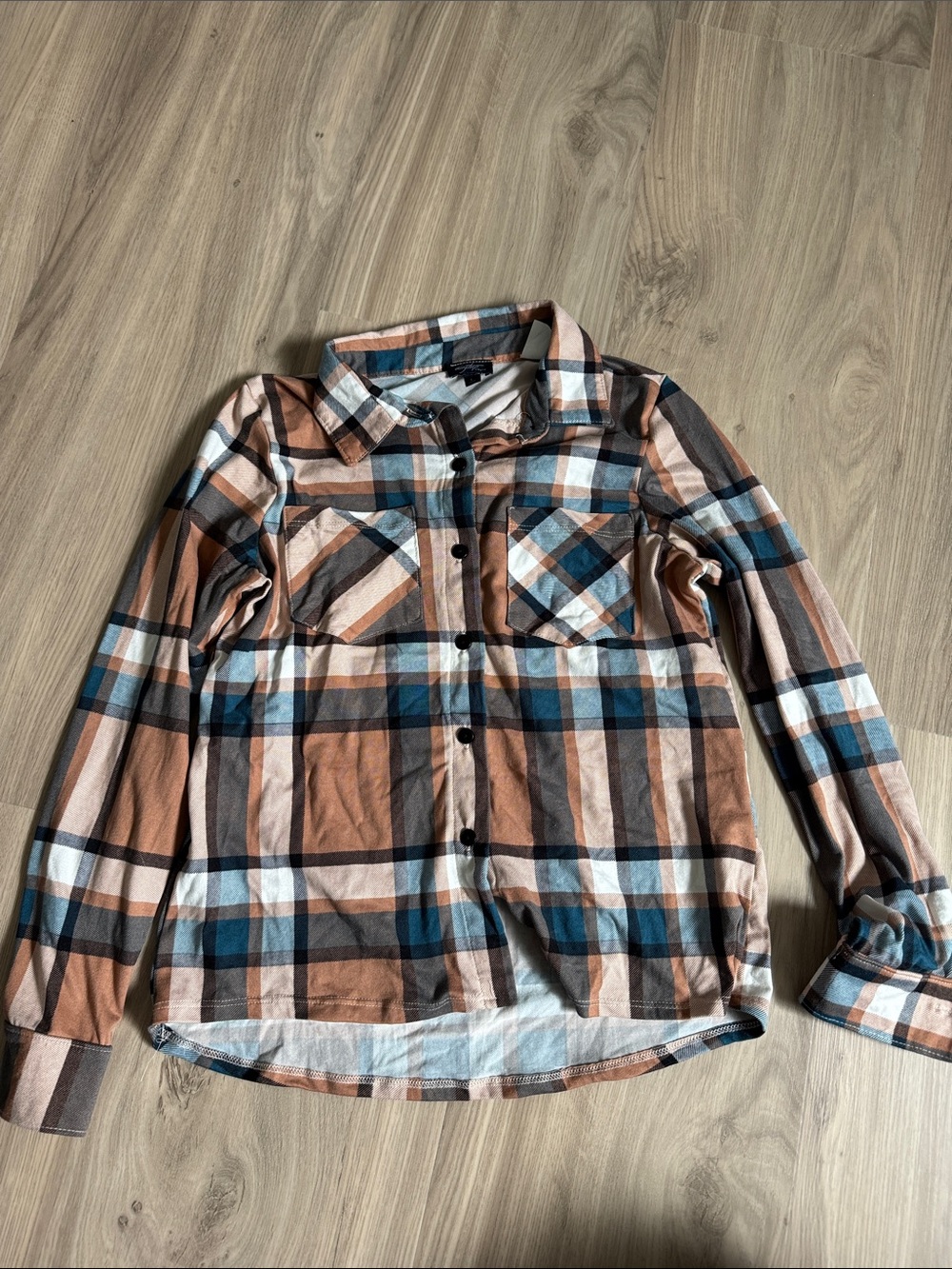 Daytrip Brown Blue White Plaid Button-Down Shirt